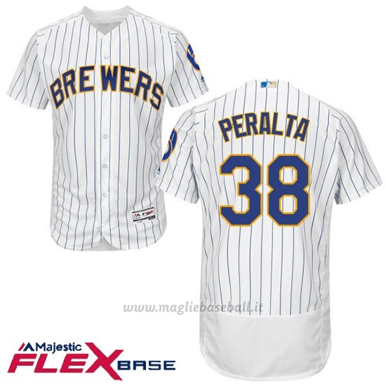 Maglia Baseball Uomo Milwaukee Brewers Wily Peralta Bianco Autentico Collezione Flex Base